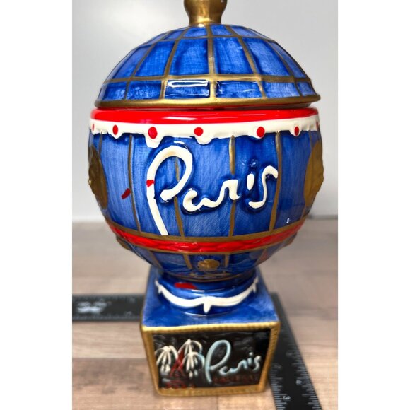 Paris Blue & Gold Globe-Themed Ceramic Cup With Lid - Picture 3 of 6